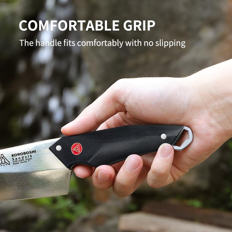 Koroboshi 6.5-Inch Camping Picnic Chef Knife – Ultra-Rustproof Sandvik Steel Blade for Camping, BBQ, Fishing & Cooking | Ergonomic Fire-Resistant G10 Handle | Perfect Gift for Men