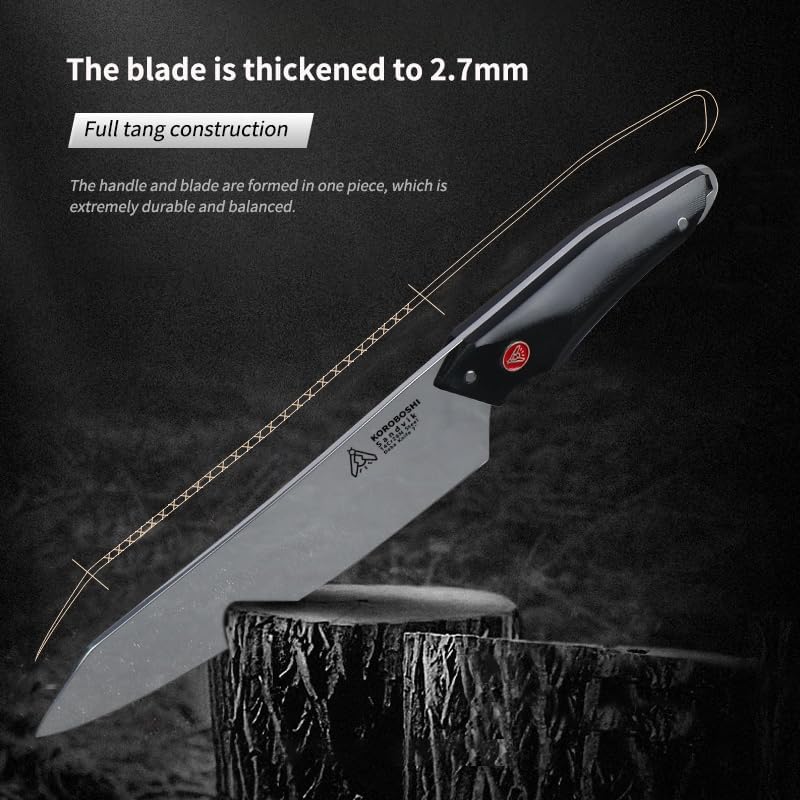 Koroboshi 6.5-Inch Camping Picnic Chef Knife – Ultra-Rustproof Sandvik Steel Blade for Camping, BBQ, Fishing & Cooking | Ergonomic Fire-Resistant G10 Handle | Perfect Gift for Men