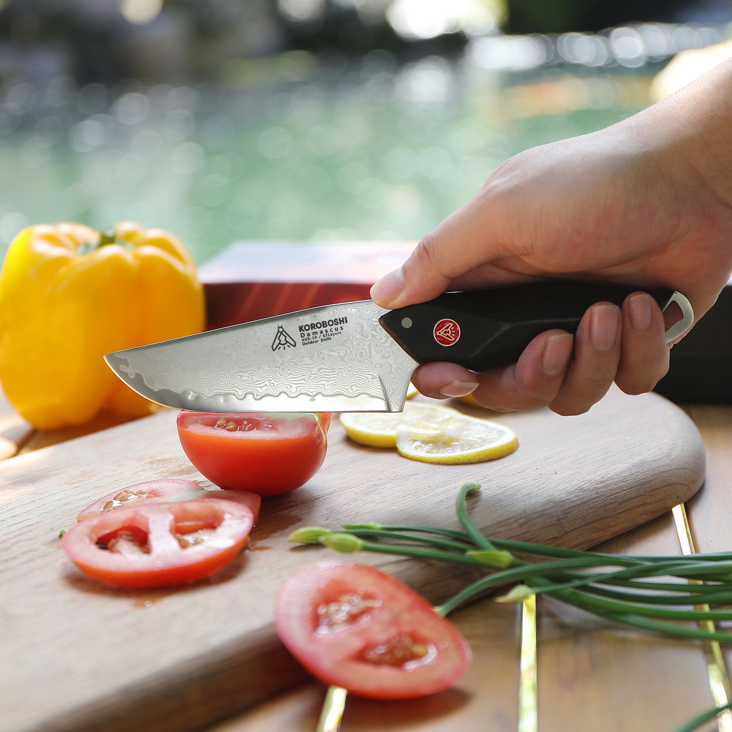 Damascus outdoor knife