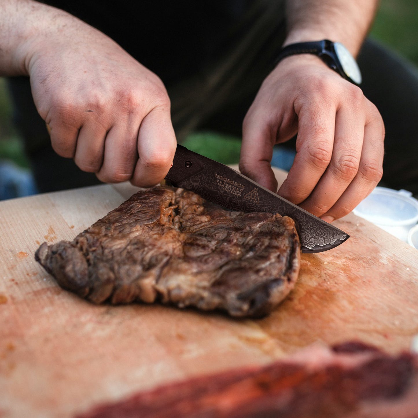 Damascus outdoor knife