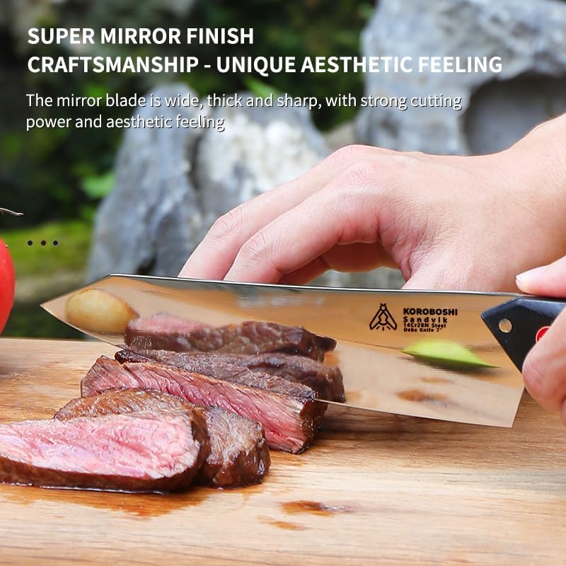 Koroboshi 6.5-Inch Outdoor Chef Knife – Ultra-Rustproof Sandvik Steel Blade for Camping, BBQ, Fishing & Cooking | Ergonomic Fire-Resistant G10 Handle | Perfect Gift for Men