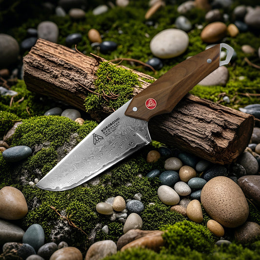 Koroboshi Outdoor Utility Knife – AUS-10 Core, 67-Layer Damascus Pattern, Green Sandalwood Handle with Natural Aroma – Portable Sheath & Premium Gift Box – Ideal for BBQ, Camping, Fishing & Father’s Day