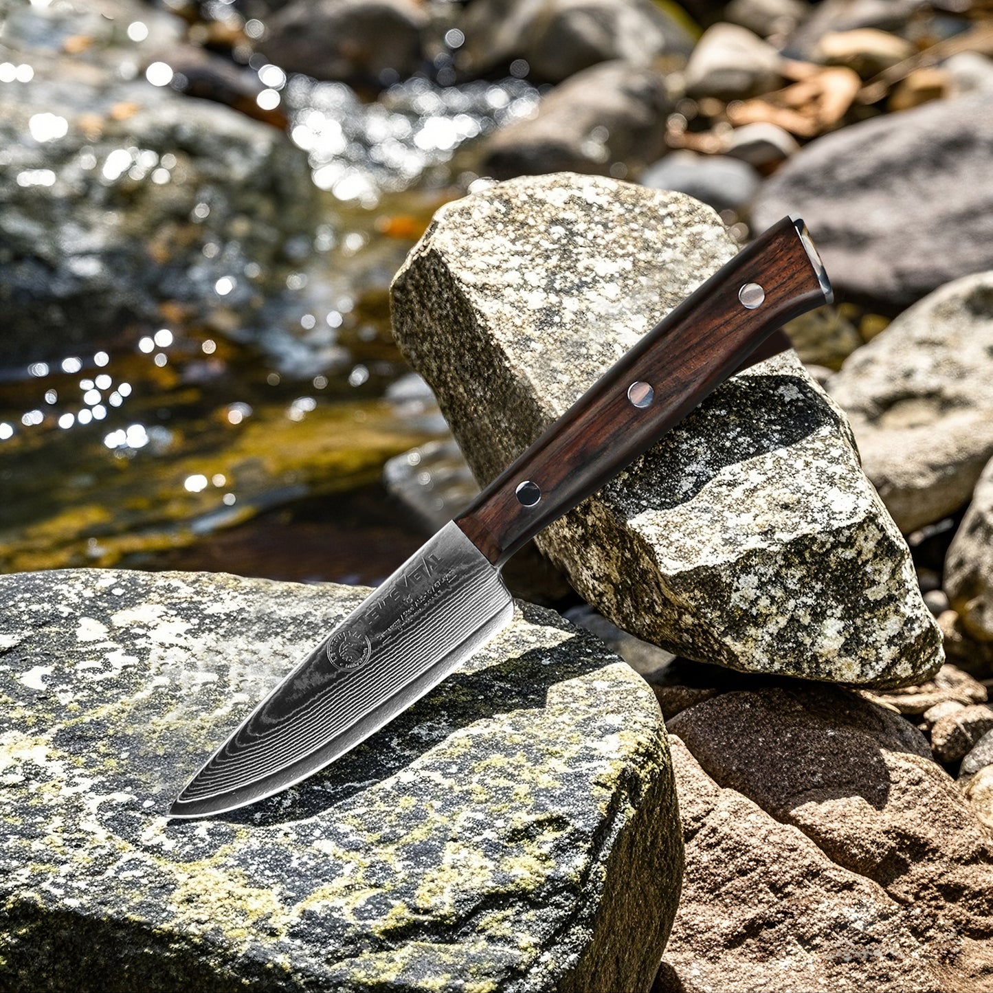 Koroboshi Zodiac Series LM-Taurus Mini Damascus Utility Knife – Everyday Fruit & Camping Picnic Tool