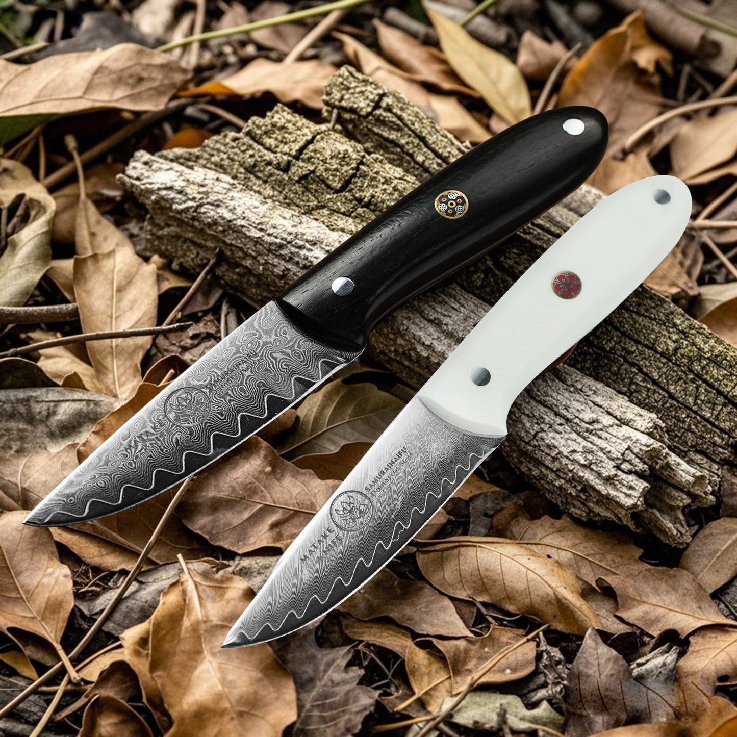 Koroboshi Samurainaifu Mini Damascus Multi-Function Utility Knife – Compact Fruit & Camping Picnic Cooking Tool for Collectors