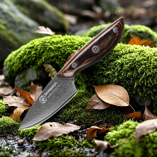 Koroboshi Zodiac Series LM-Aries Mini Fish-Head Damascus Utility Knife – Compact Kitchen & Fishing Tool