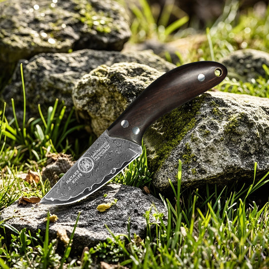 Koroboshi Mini Utility Knife – AUS-10 Steel, Ebony Wood Handle, Compact Camping Picnic Fruit & Parcel Cutter