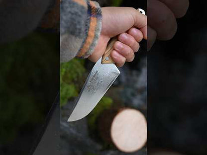 Koroboshi Camping Picnic Cooking Knife – AUS-10 Core, 67-Layer Damascus Pattern, Olive Wood Handle, Sheath & Gift Box – Ideal for Camp Kitchens, BBQ, and Gourmet Gifting