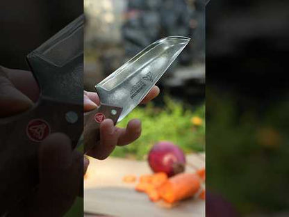 Koroboshi Camping Picnic Cooking Utility Knife – AUS-10 Core, 67-Layer Damascus Pattern, Green Sandalwood Handle with Natural Aroma – Portable Sheath & Premium Gift Box – Ideal for BBQ, Camping, Fishing & Father’s Day